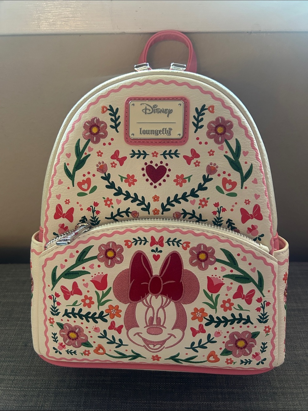 Loungefly Disney Minnie Mouse Pink Floral Mini Backpack